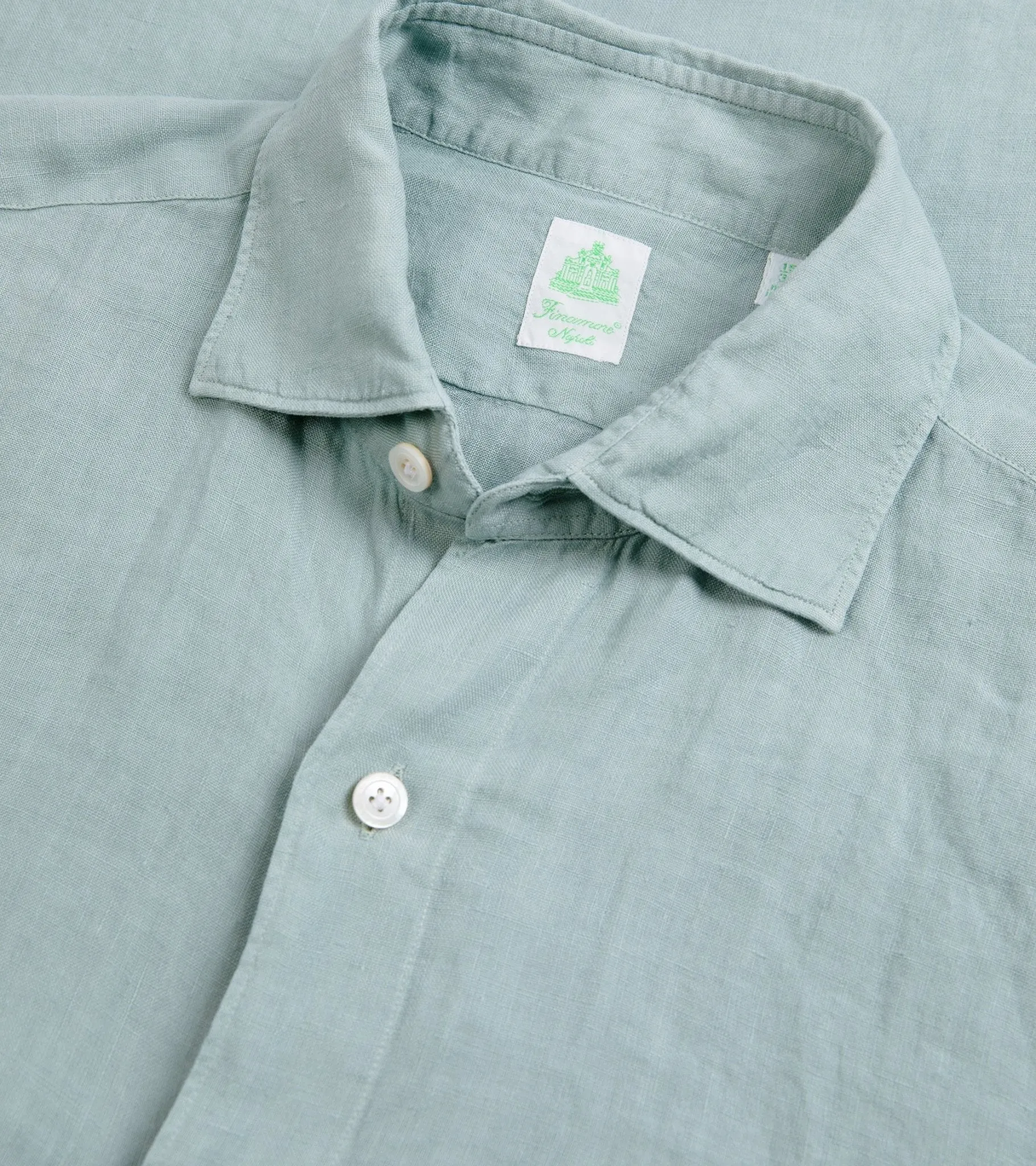 Finamore Gaeta Linen Luigi Sport Shirt: Green