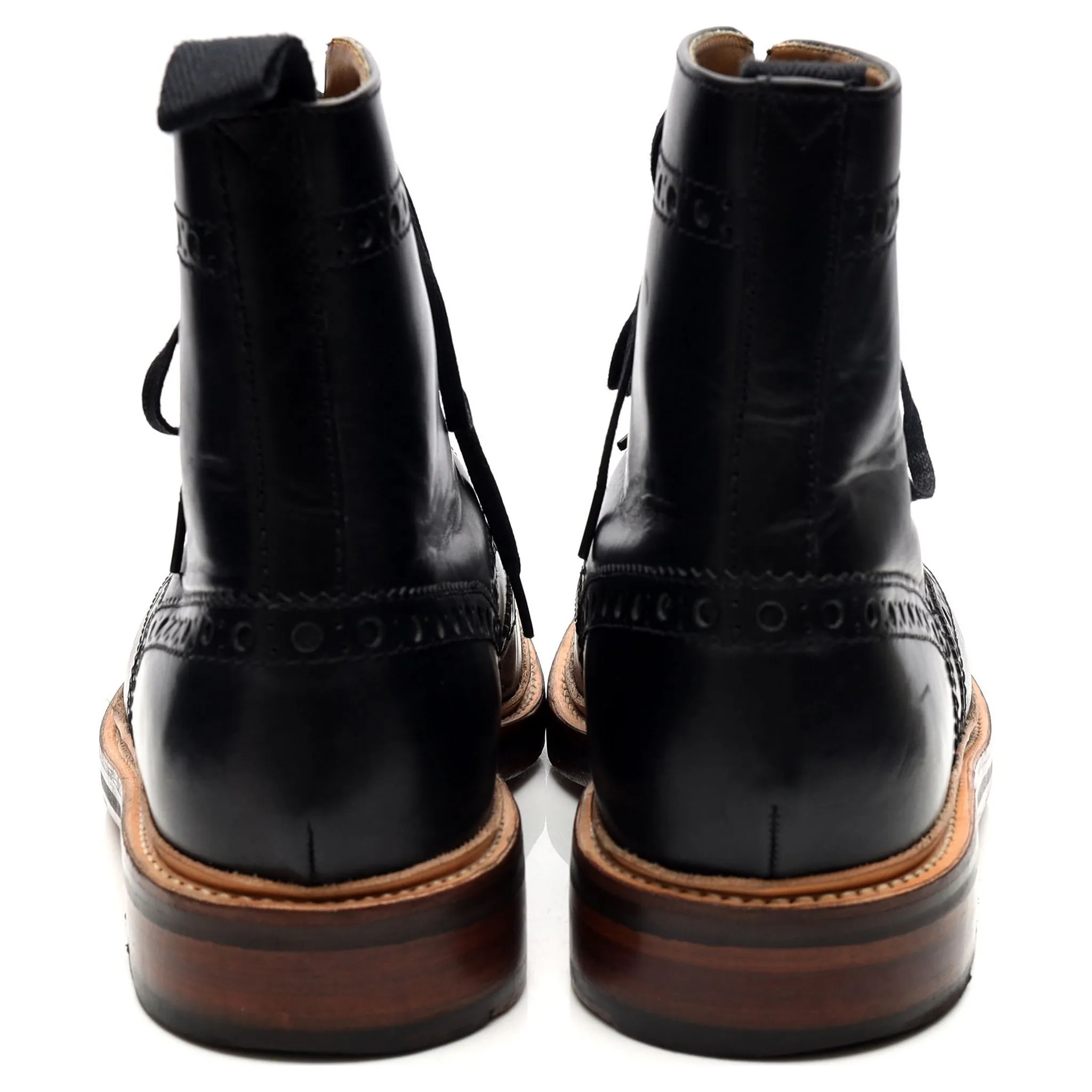 'Fred' Black Leather Brogue Boots UK 9.5 G