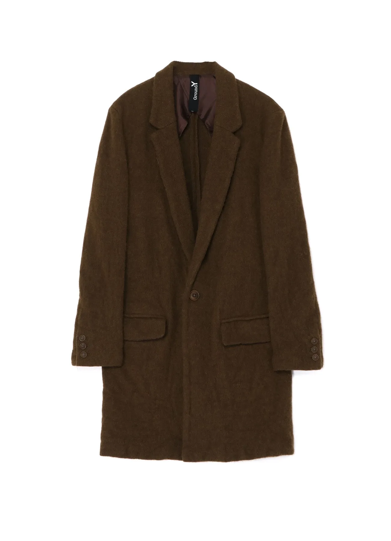 FULLING WOOL SERGE 1 BUTTON LONG JACKET