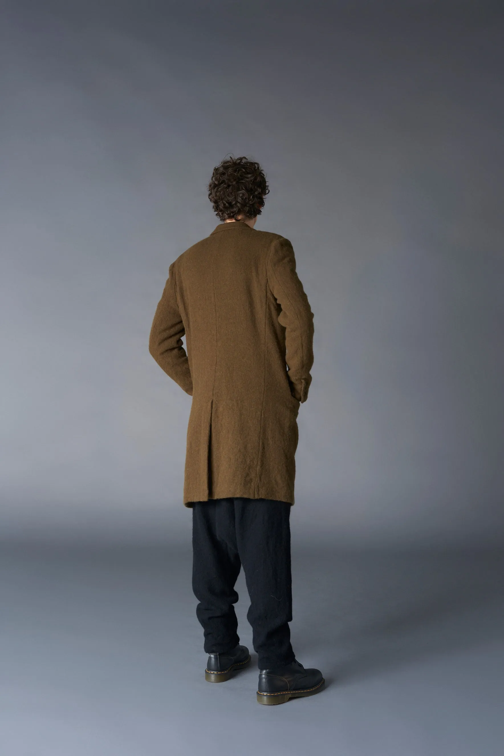 FULLING WOOL SERGE 1 BUTTON LONG JACKET