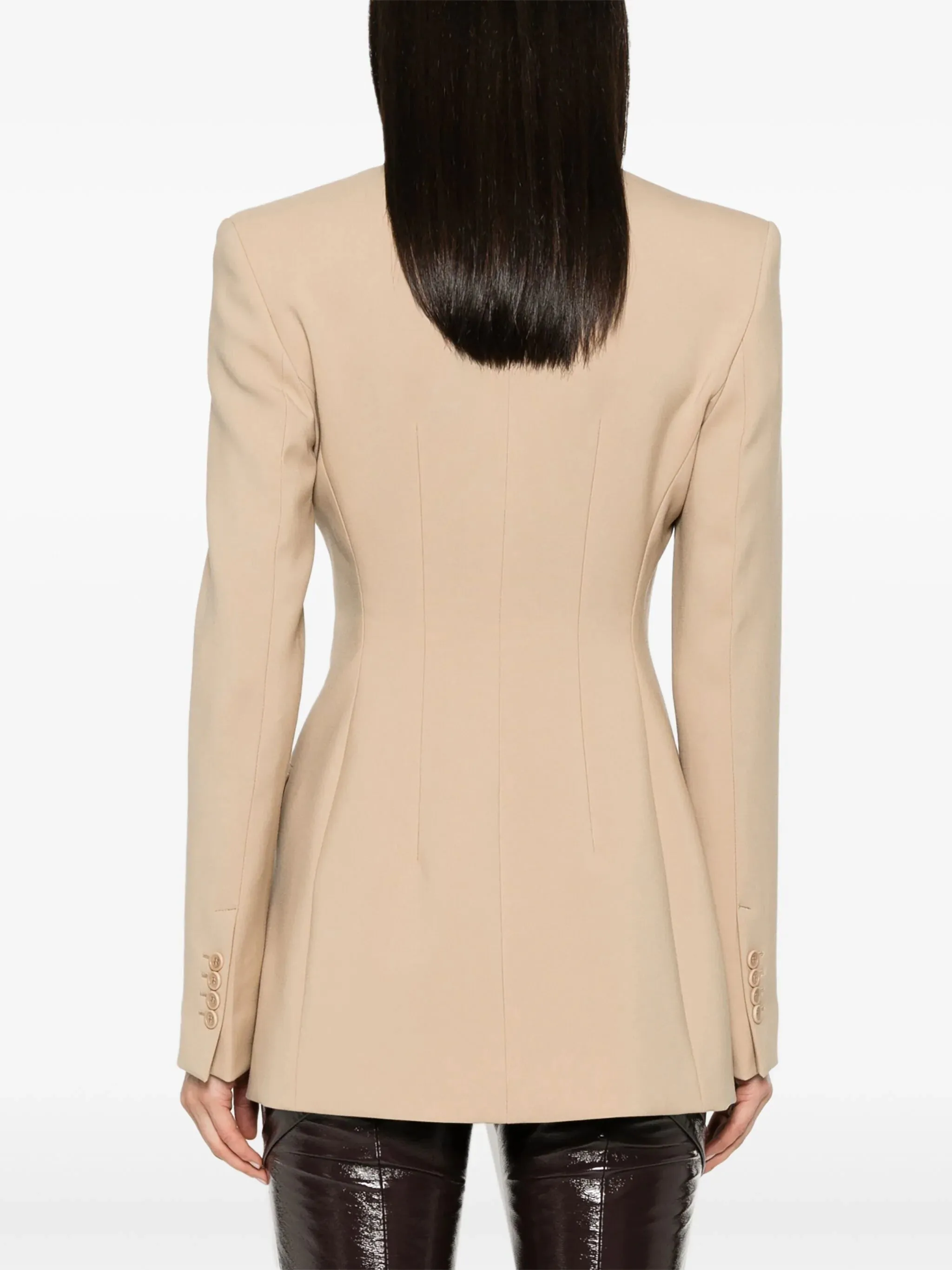 GELLY Double-breasted stretch wool blazer, beige