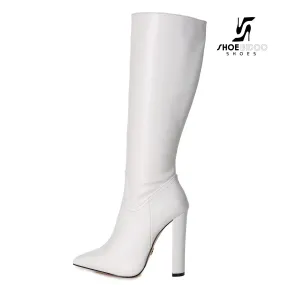 Giaro knee boots TAKEN in white matte with 12cm heels