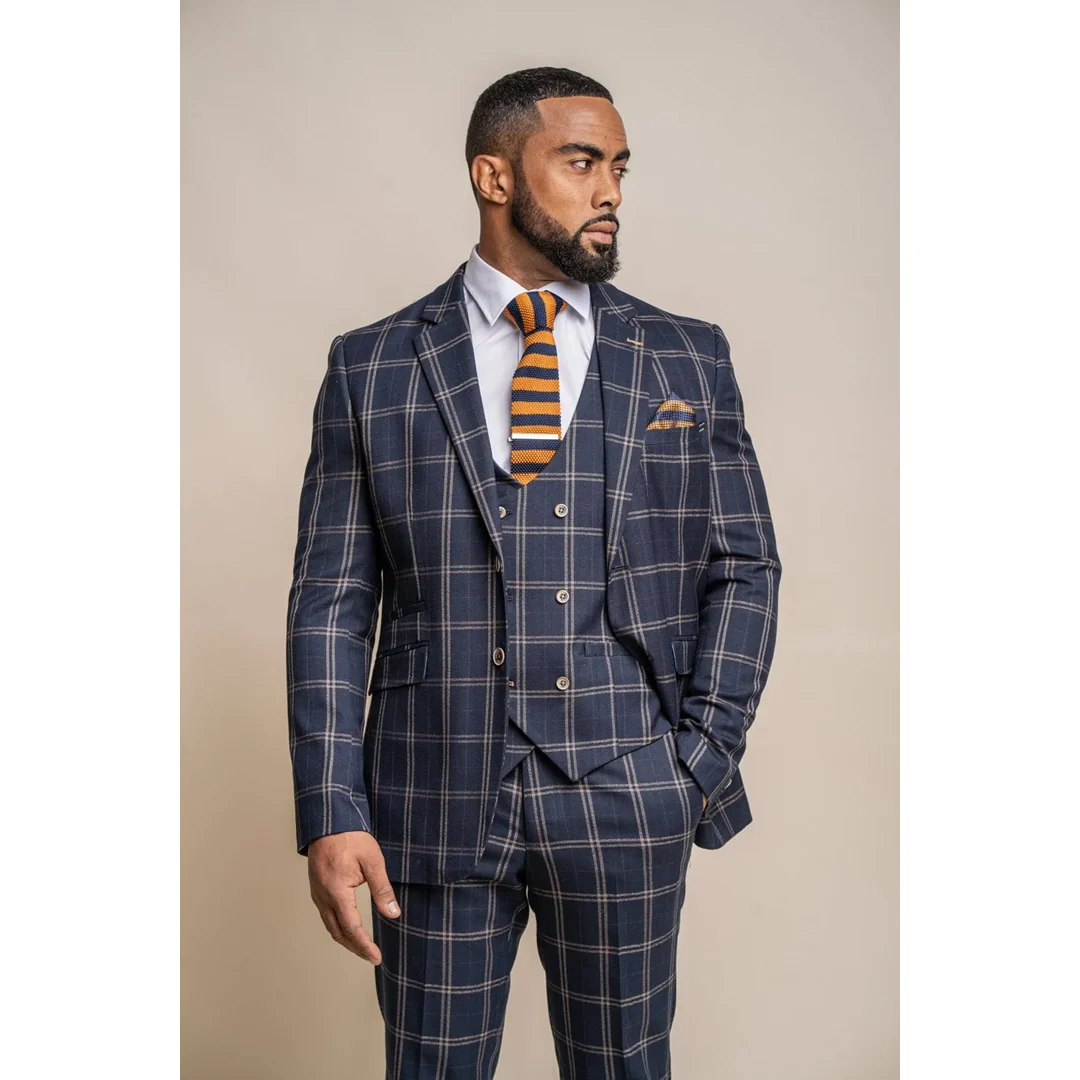 Hardy - Men's Men's Blue Tan Check Blazer