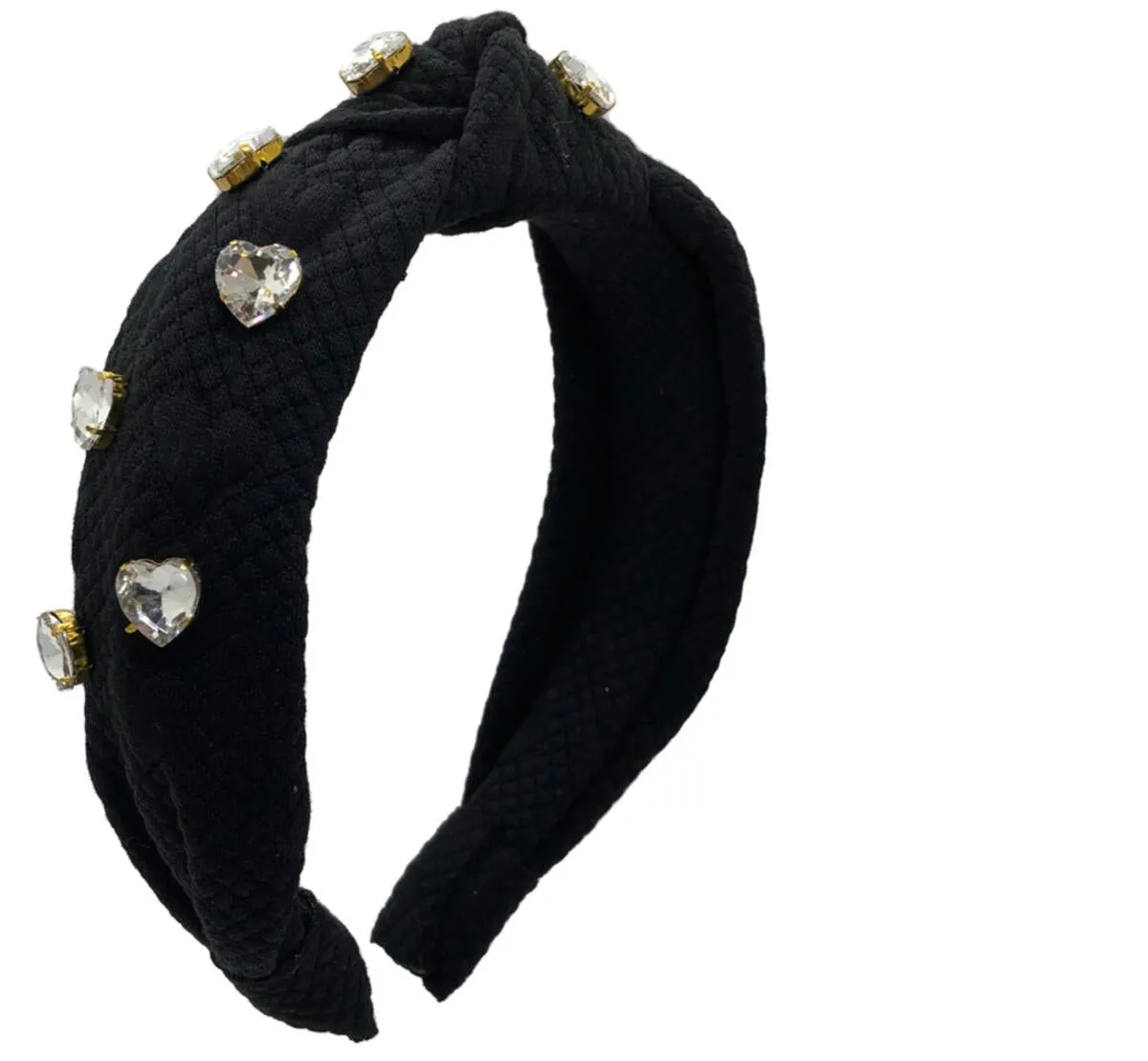 Heart Jewel Headband - Black