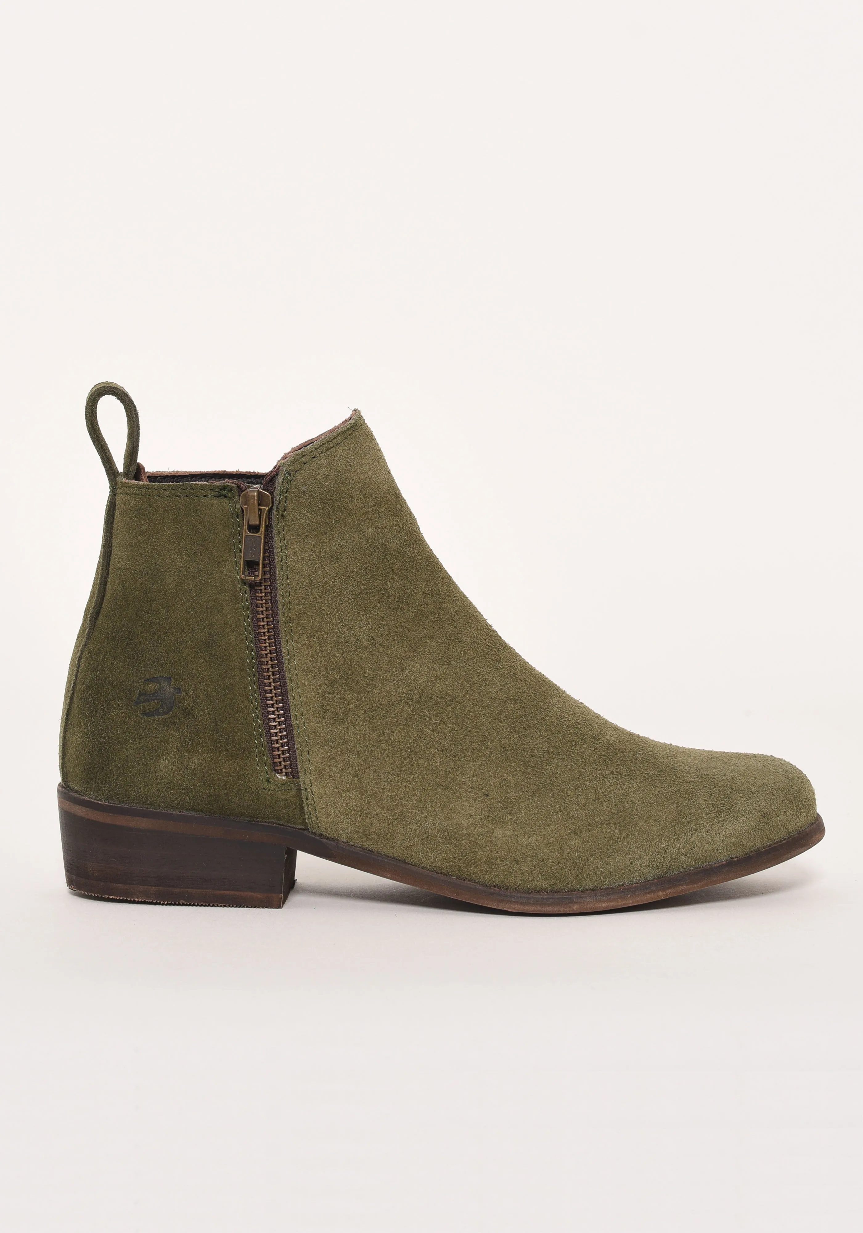 Heeled Suede Zip Boot