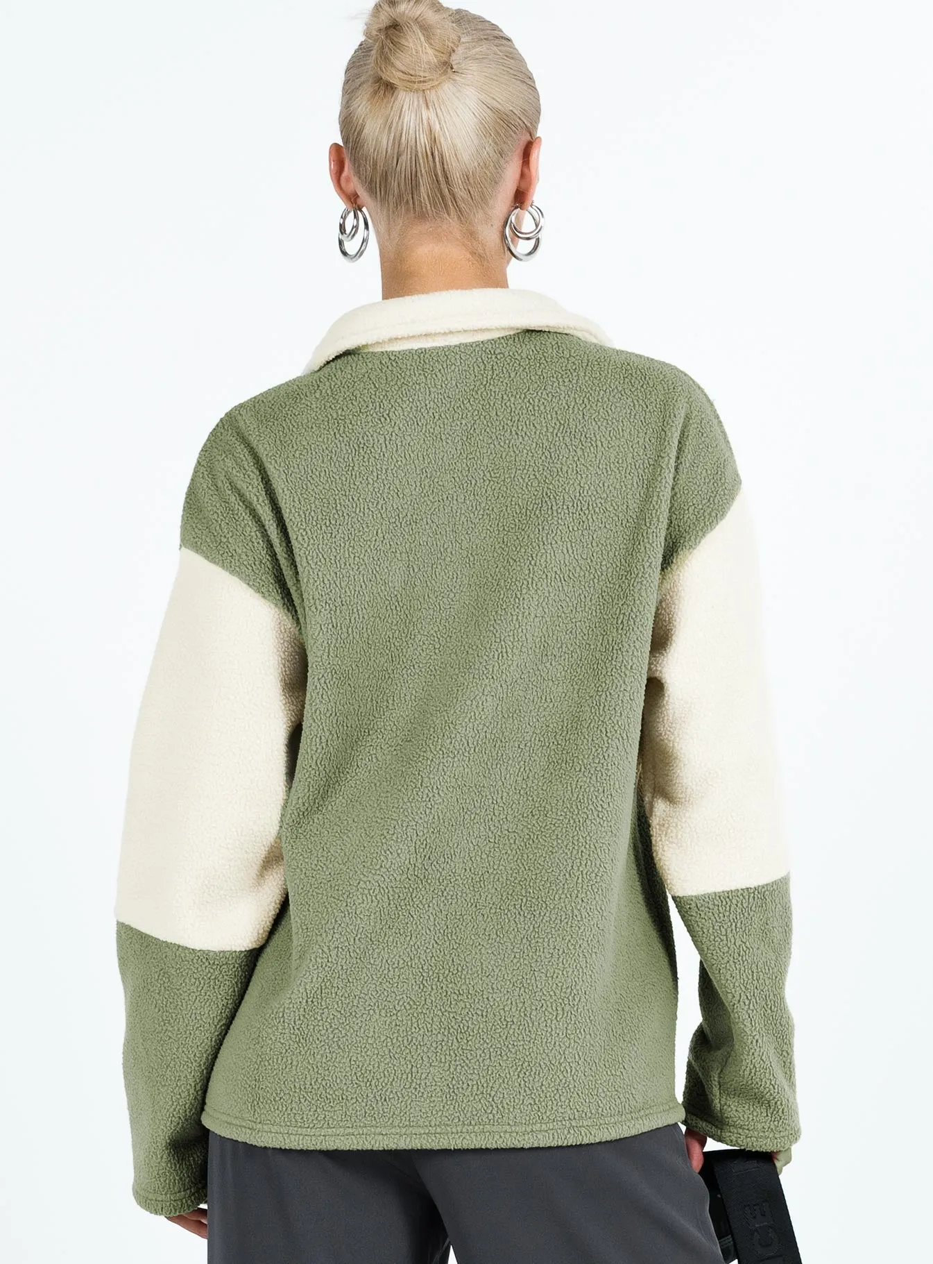 Herbert Fleece Jumper Green / Cream