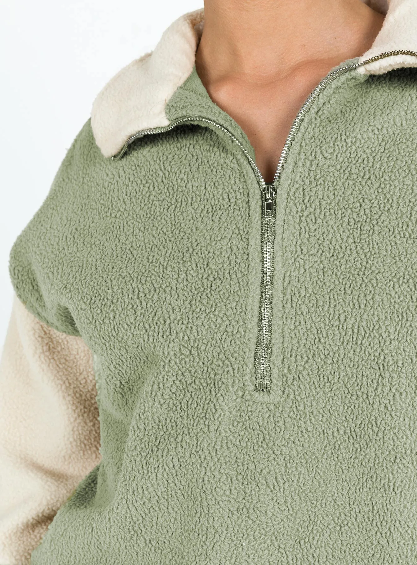 Herbert Fleece Jumper Green / Cream