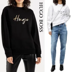 Hugo Boss  |Long Sleeves Plain Cotton Logo Hoodies & Sweatshirts