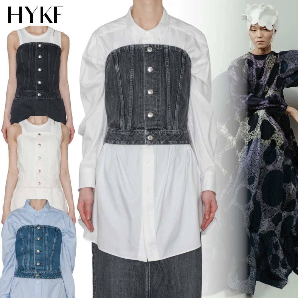 Hyke  |Unisex Street Style Plain Cotton Logo Tunics