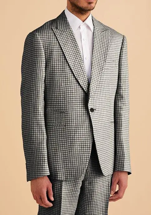 Inserch Linen Houndstooth Suit BL269-00041 Black & White