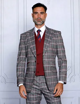 INSOMNIA PARIS-1 3PC Tailored fit Burgundy Suit