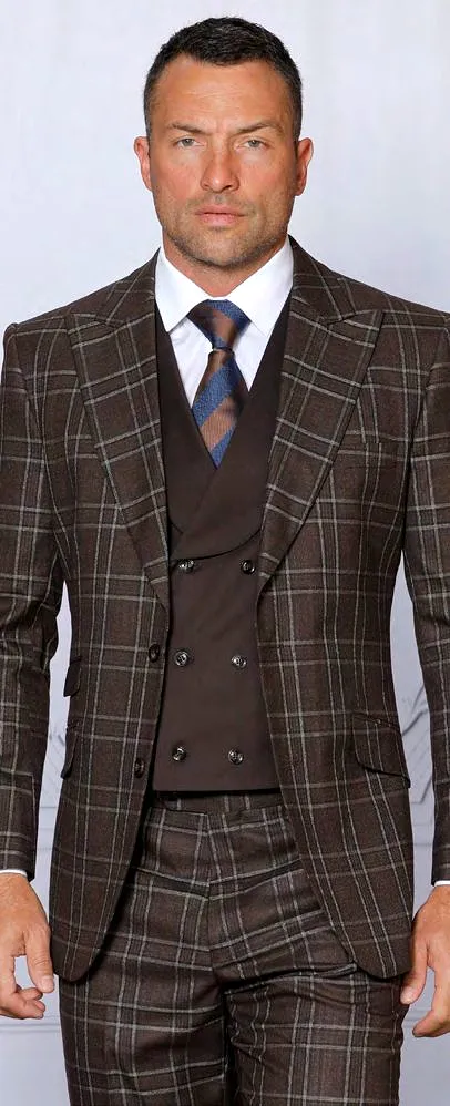 INSOMNIA PARIS-2 3PC Tailored fit Brown Suit