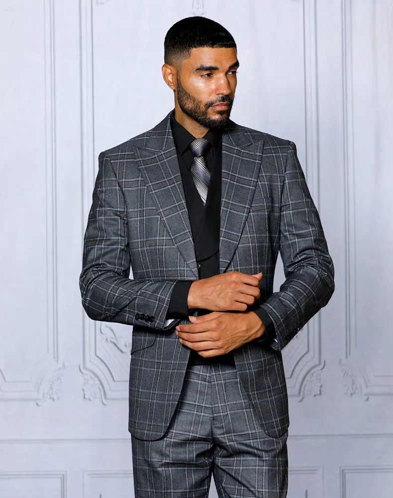 INSOMNIA PARIS-2 3PC Tailored fit Charcoal Suit