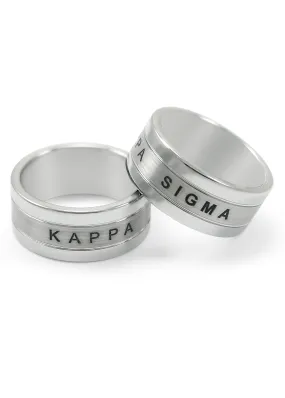 Kappa Sigma Tungsten Ring with Founding Date and Crest