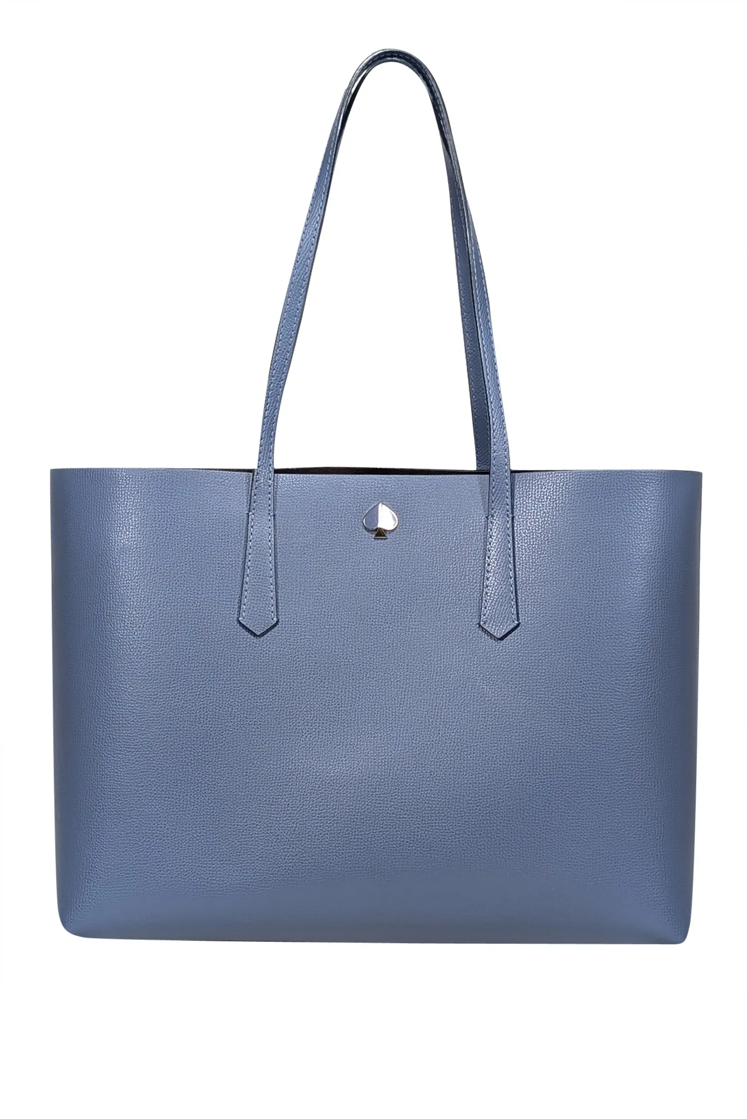 Kate Spade - Blue Leather Tote Bag w/ Metallic Leather Pouch