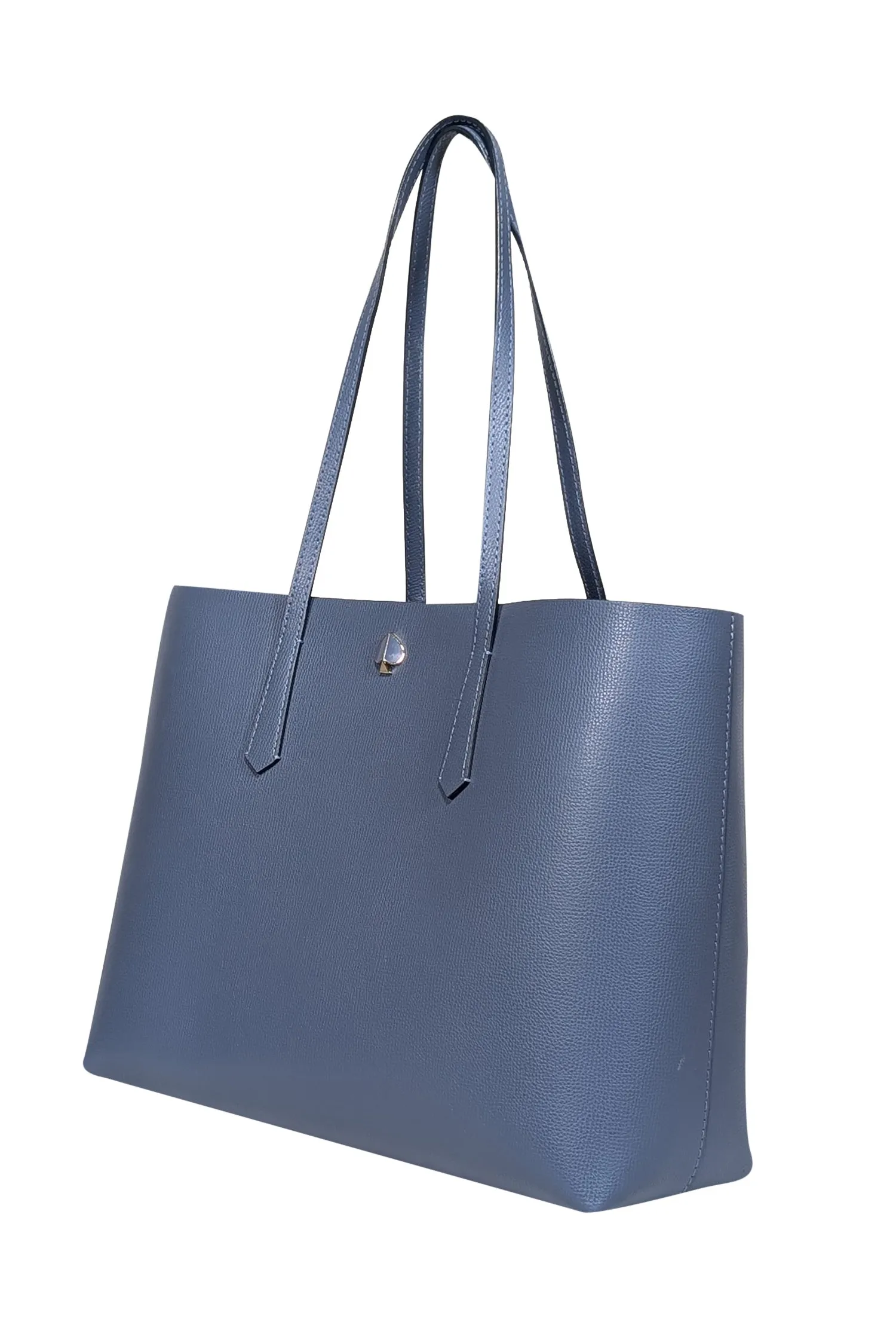 Kate Spade - Blue Leather Tote Bag w/ Metallic Leather Pouch