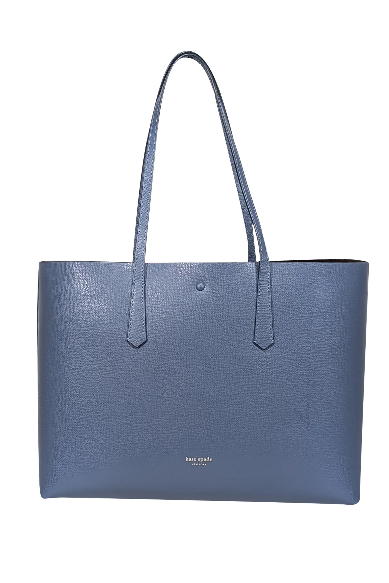 Kate Spade - Blue Leather Tote Bag w/ Metallic Leather Pouch