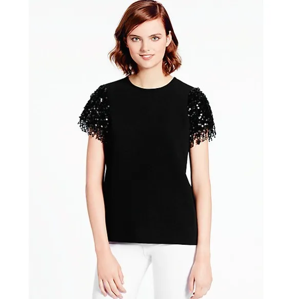 kate spade new york  |Crew Neck Plain Medium Short Sleeves Tunics