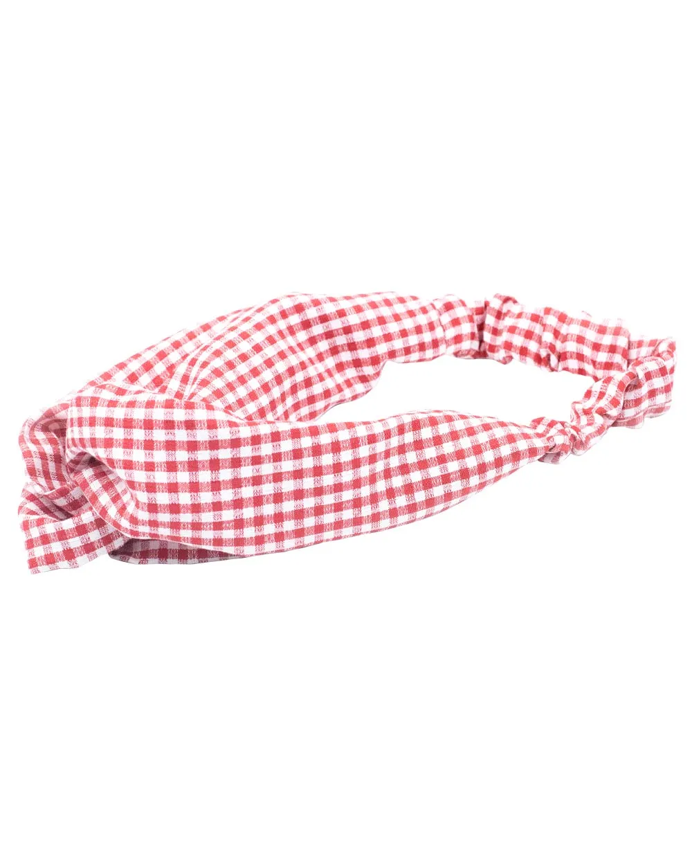 Knotted Red And White Check Headband