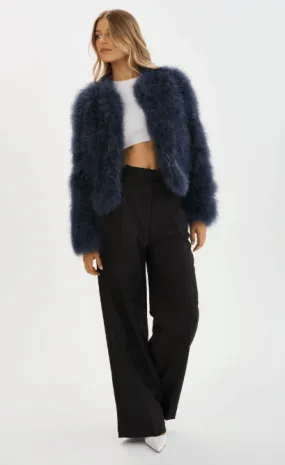 Lamarque Deora Feather Jacket in Midnight Blue