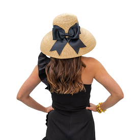 Lauren Hat Fluffy Bow - (black or hot pink)