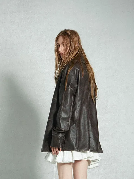 Leather Oversize Cool Loose Jacket