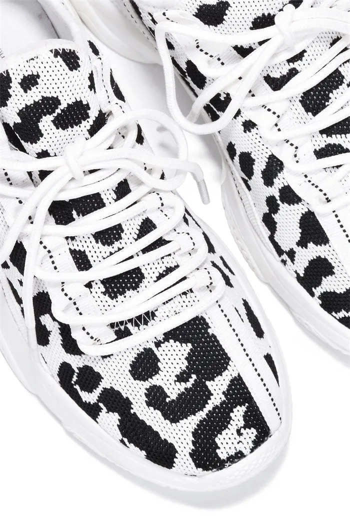 Low Top Rhinestone Sneakers - Animal