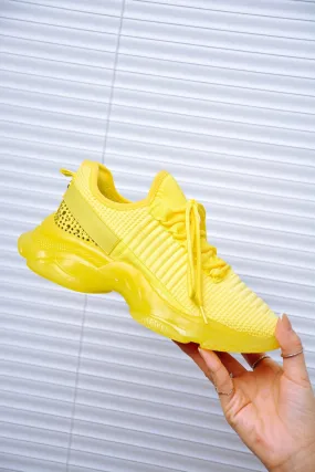 Low Top Rhinestone Sneakers - Yellow