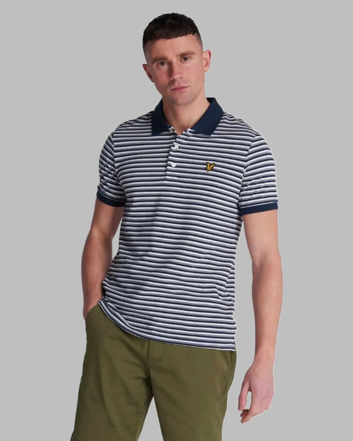 Lyle and Scott Polo Shirt Stripe Navy