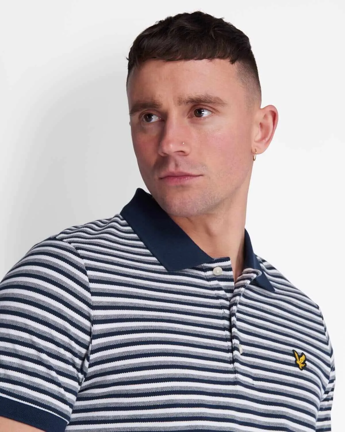 Lyle and Scott Polo Shirt Stripe Navy