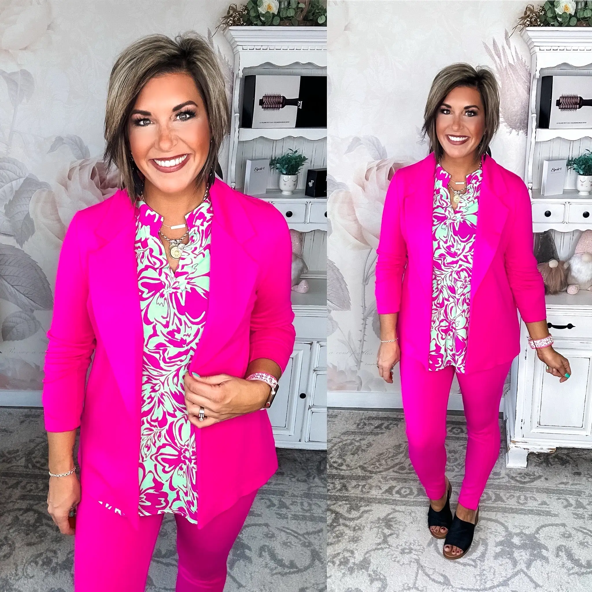 Magic 3/4 Sleeve Blazer - Hot Pink