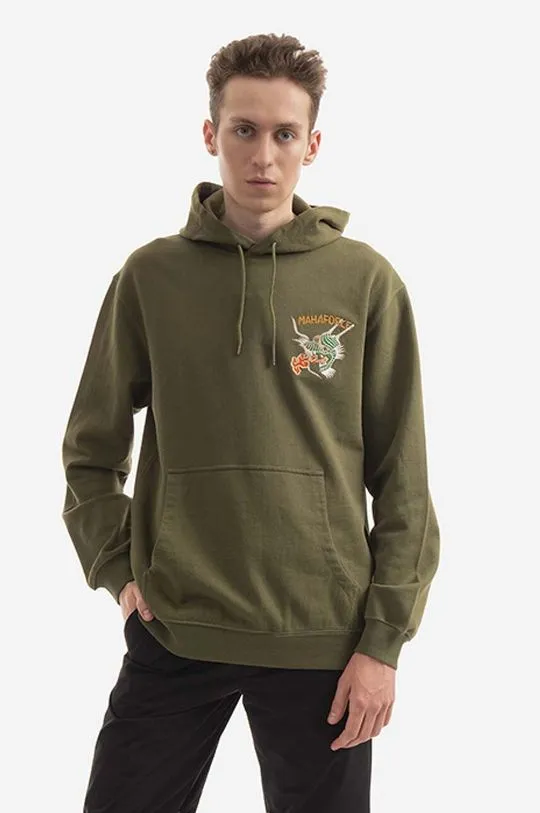 Maharishi cotton sweatshirt Force Embroidered men's green color