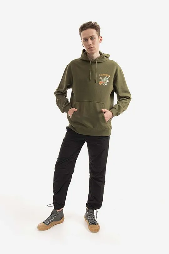 Maharishi cotton sweatshirt Force Embroidered men's green color