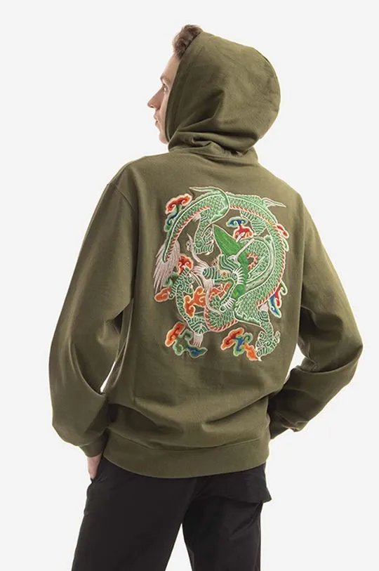 Maharishi cotton sweatshirt Force Embroidered men's green color