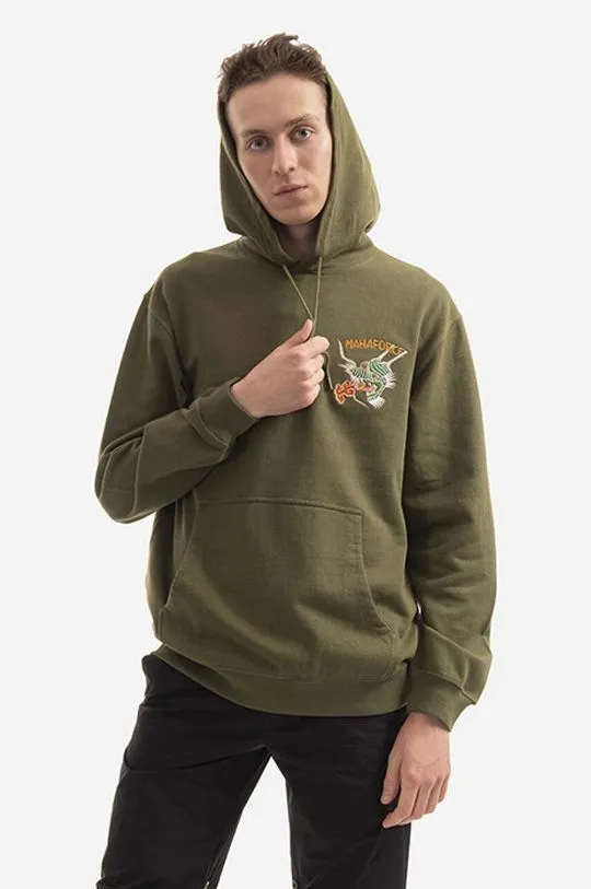 Maharishi cotton sweatshirt Force Embroidered men's green color