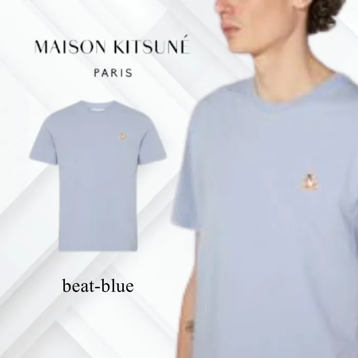 MAISON KITSUNE  |Crew Neck Plain Other Animal Patterns Cotton Short Sleeves