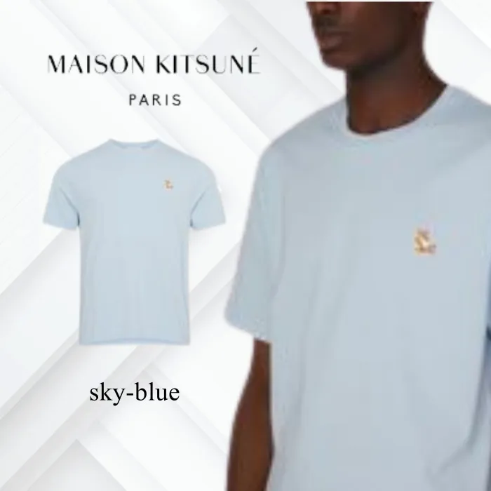 MAISON KITSUNE  |Crew Neck Plain Other Animal Patterns Cotton Short Sleeves