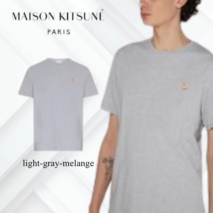 MAISON KITSUNE  |Crew Neck Plain Other Animal Patterns Cotton Short Sleeves