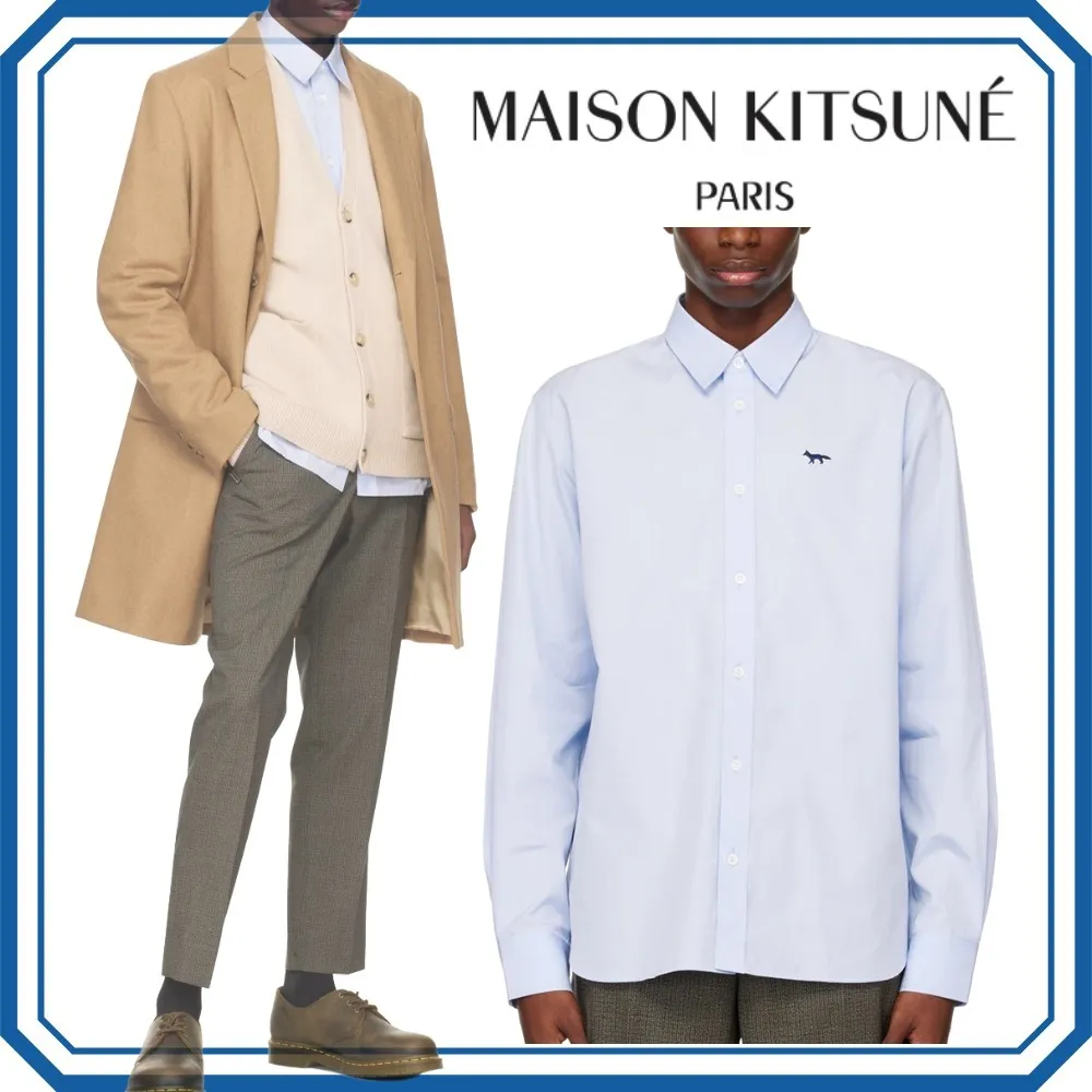 MAISON KITSUNE  |Long Sleeves Plain Other Animal Patterns Cotton Logo