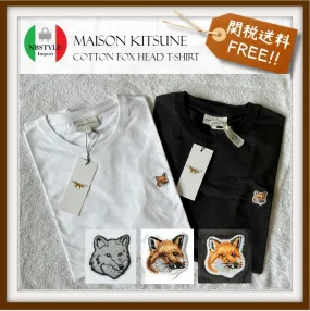 MAISON KITSUNE  |Plain Cotton Short Sleeves Logo Designers T-Shirts