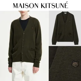 MAISON KITSUNE  |Unisex Plain Other Animal Patterns Logo Designers Cardigans