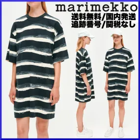 marimekko  |Crew Neck Cotton Medium Short Sleeves Tunics