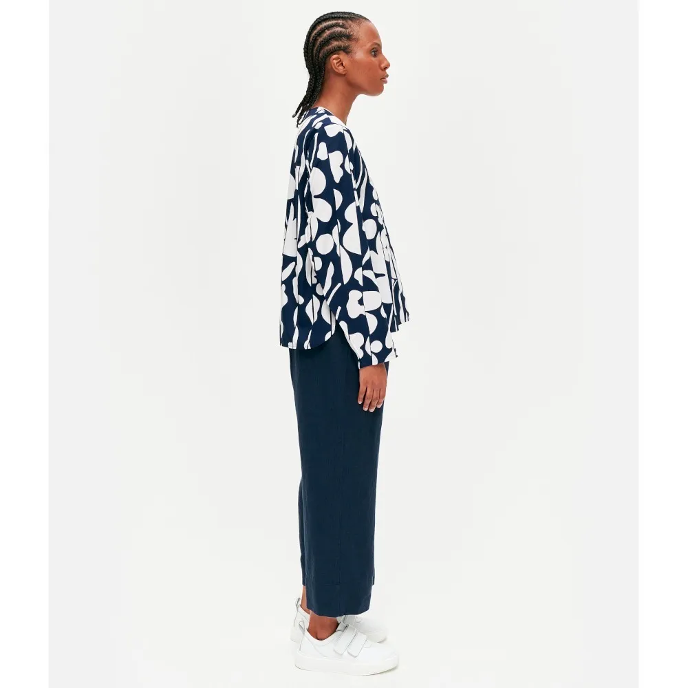 marimekko  |Crew Neck Flower Patterns Long Sleeves Cotton Medium Tunics