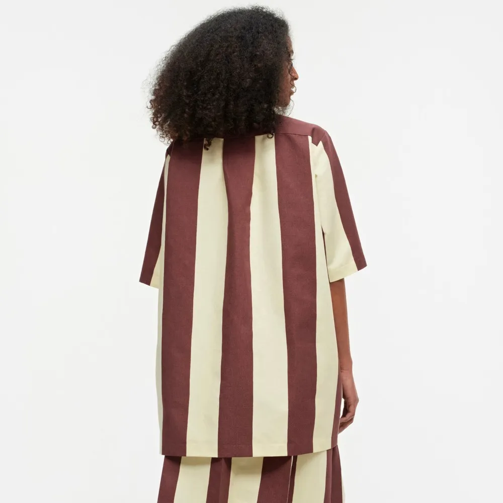 marimekko  |Stripes Linen Cotton Medium Short Sleeves Tunics