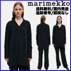 marimekko  |Stripes V-Neck Long Sleeves Medium Tunics