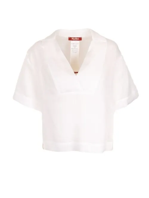 Max Mara Studio  |V-Neck Plain Short Sleeves Tunics