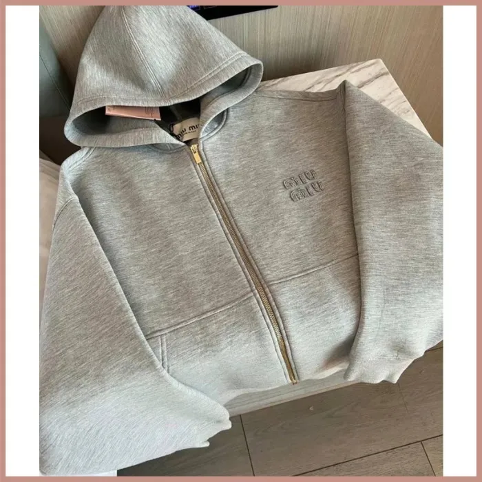 MiuMiu  |Long Sleeves Plain Cotton Hoodies & Sweatshirts