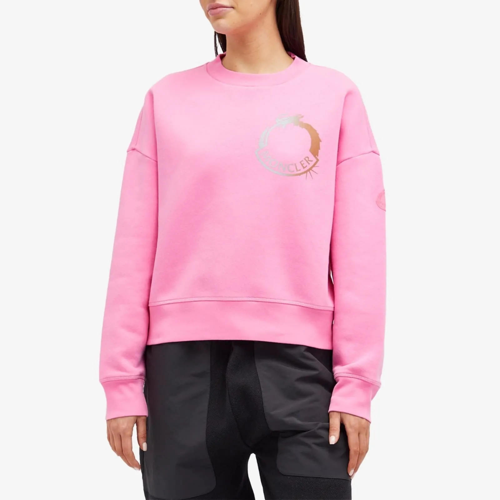 MONCLER  |Crew Neck Long Sleeves Cotton Logo Hoodies & Sweatshirts