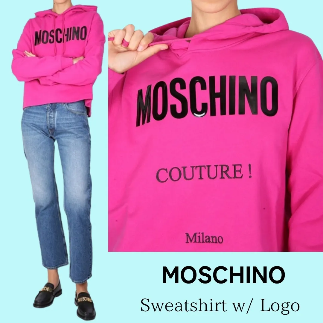 Moschino  |Sweat Long Sleeves Plain Medium Logo Hoodies & Sweatshirts