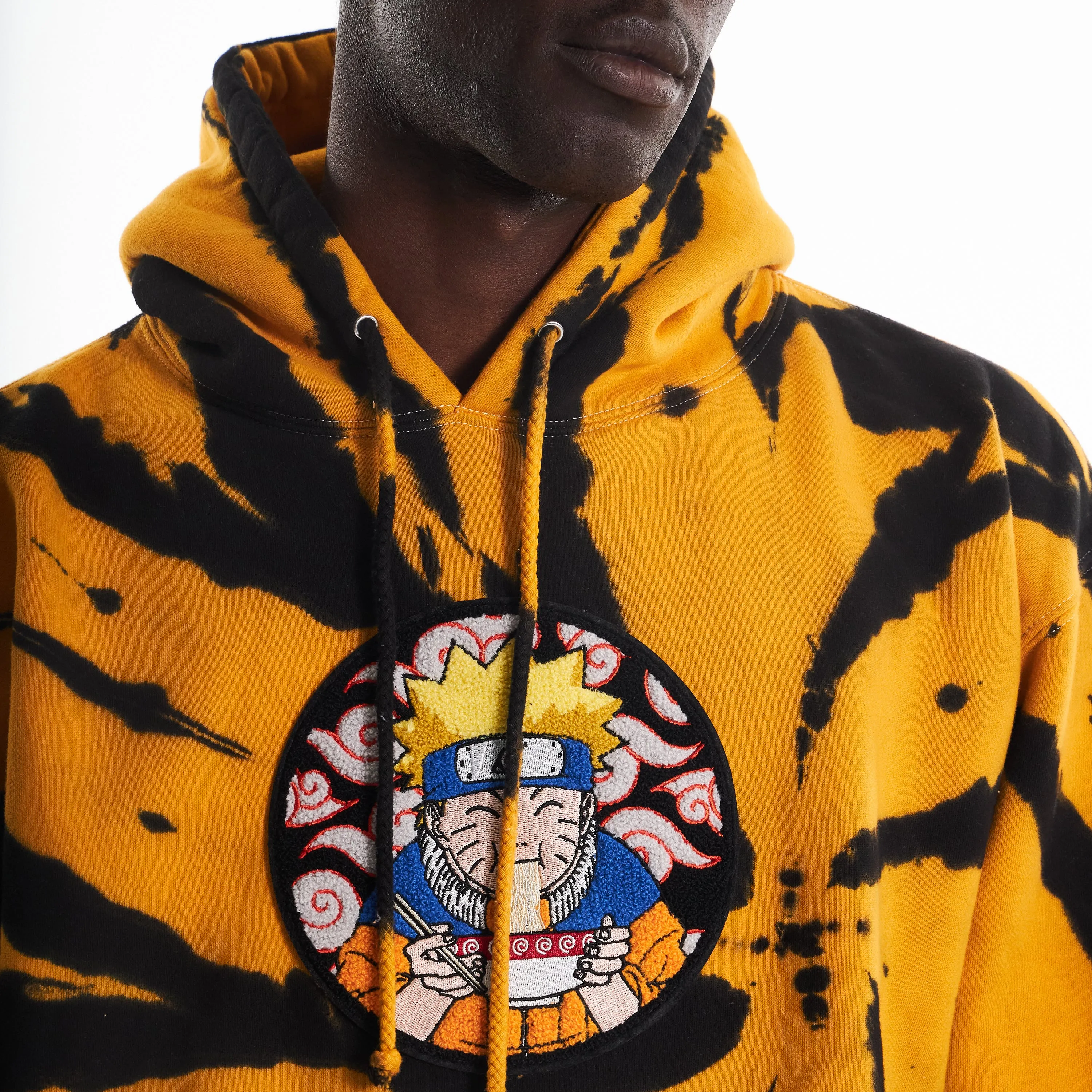 NARUTO RAMEN CHENILLE HOODIE (YELLOW TIE DYE)